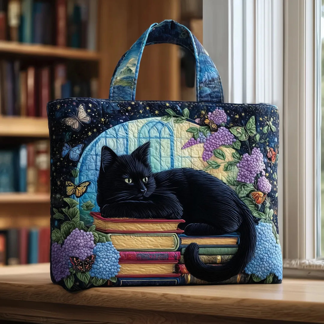 Artisan Tasche - Schwarze Katze auf Büchern