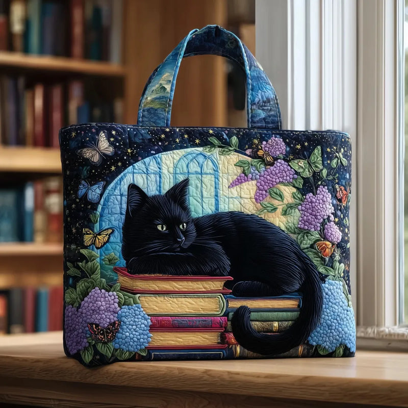 Artisan Tasche - Schwarze Katze auf Büchern