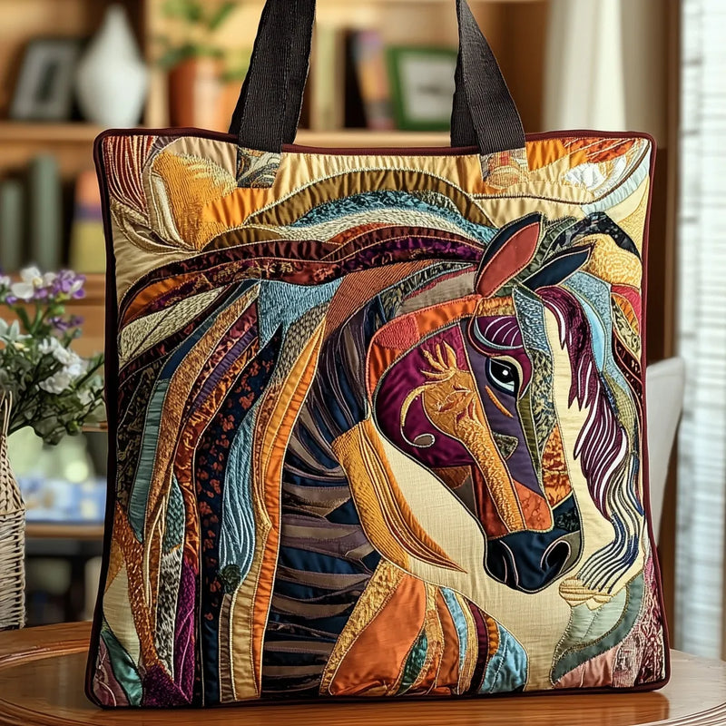 Handgefertigte Tasche - Buntes Mosaik-Pferd