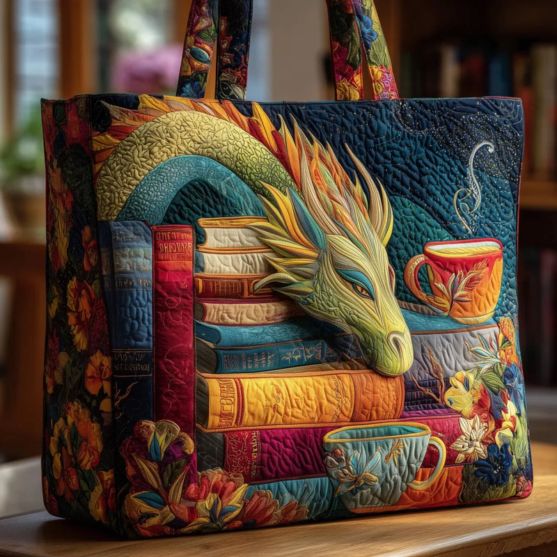 Artisan Tasche - Drachenleser mit Büchern und Tassen