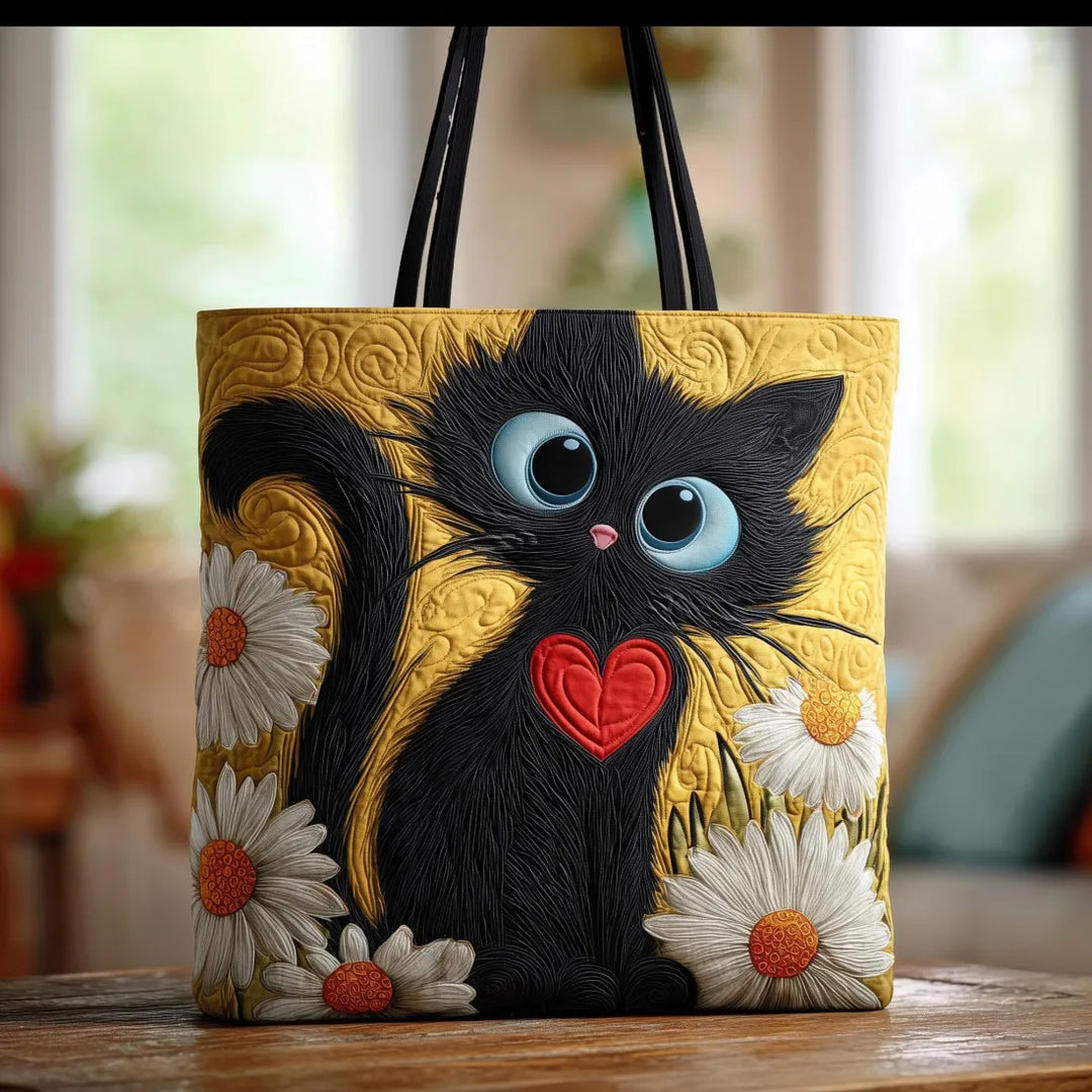 Gehäkelte Vintage-Tasche „Schwarze Katze mit Herz" — Stockrose