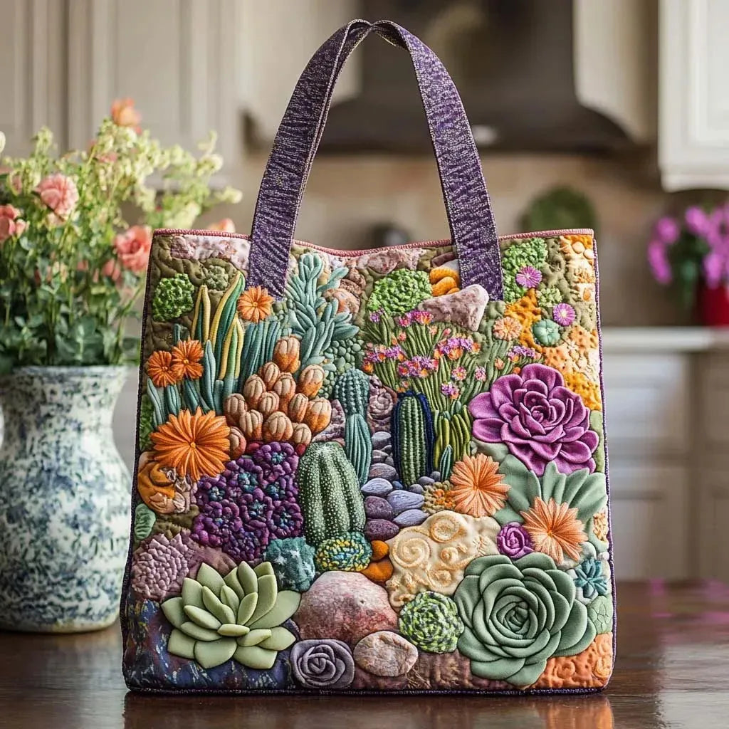 Handgefertigte Tasche - Sukkulentengarten