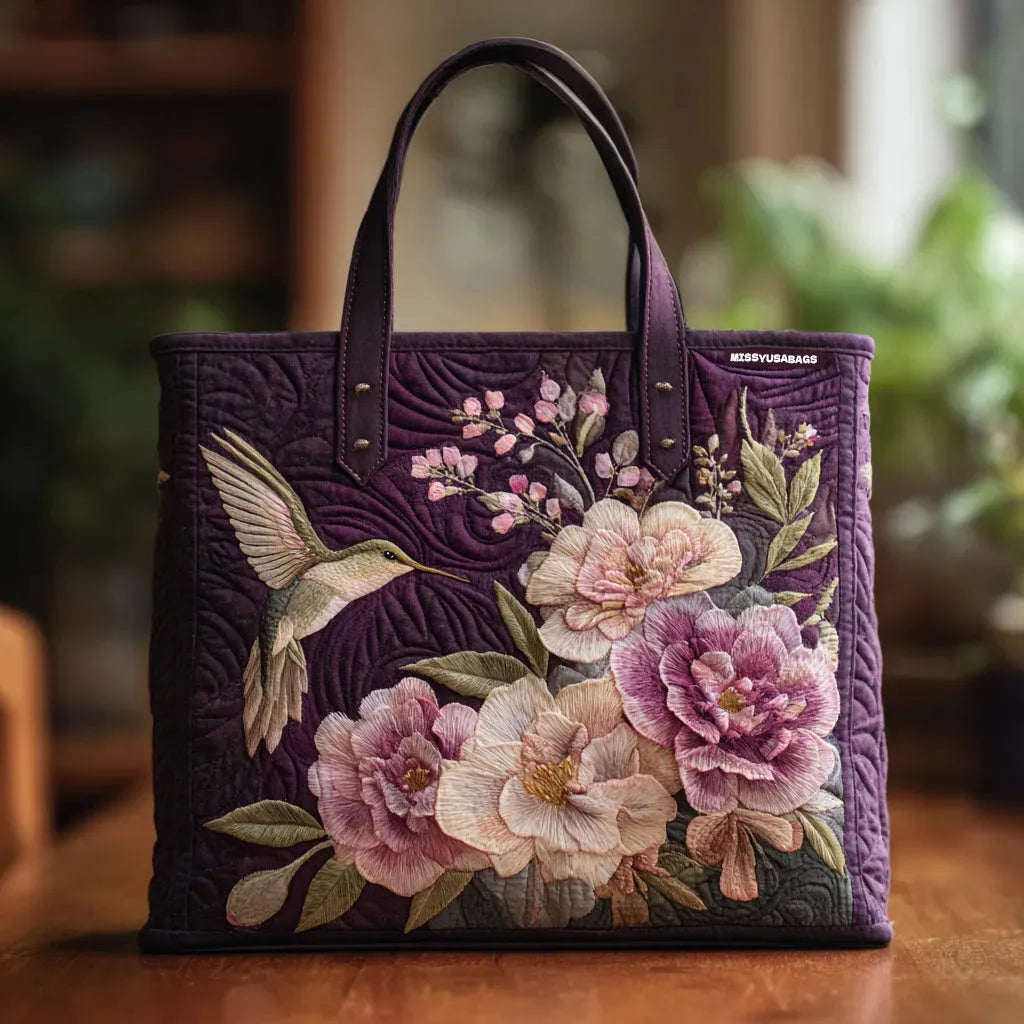 Gepolsterte Artisan-Tasche - Kolibris und Orchideen