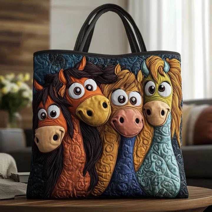 Vintage-Handtasche „Fröhliche Pferde“ — Folk