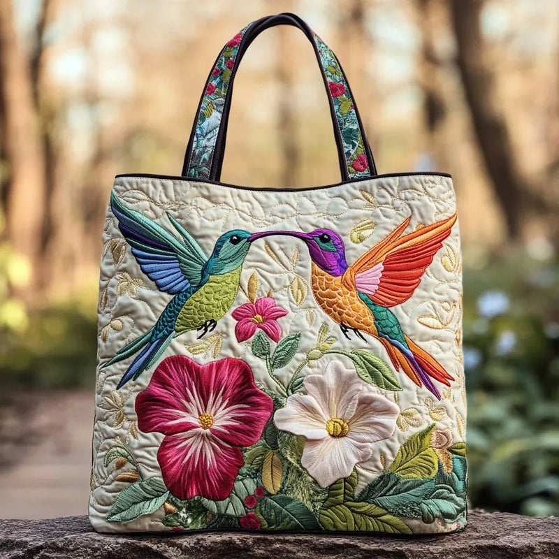 Gepolsterte Tasche - Kolibri und Weiße Blumen