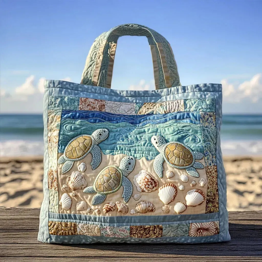 Handgefertigte Stepp-Tasche - Meeresschildkröten