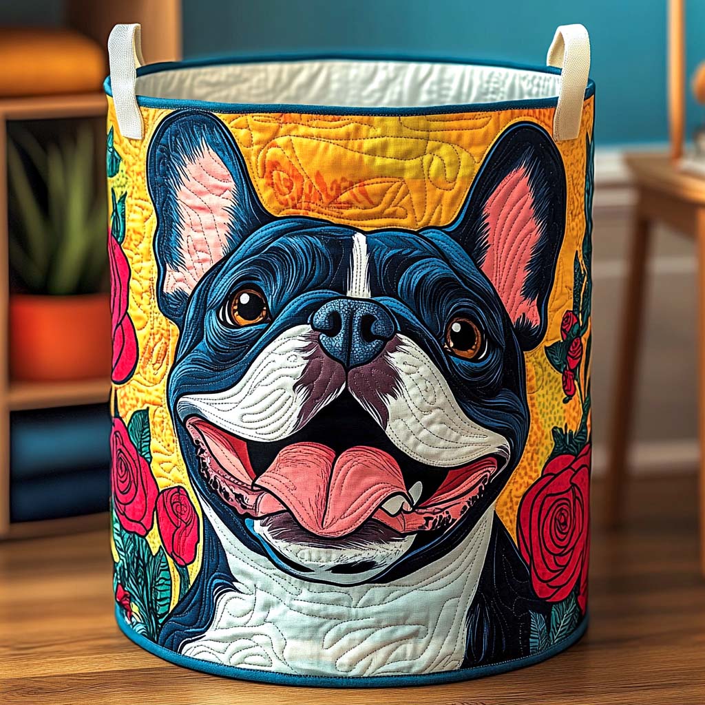 Bloomy Frenchie Smile Wäschekorb