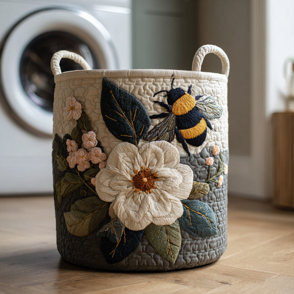 Wäschekorb mit Blumenmotiv