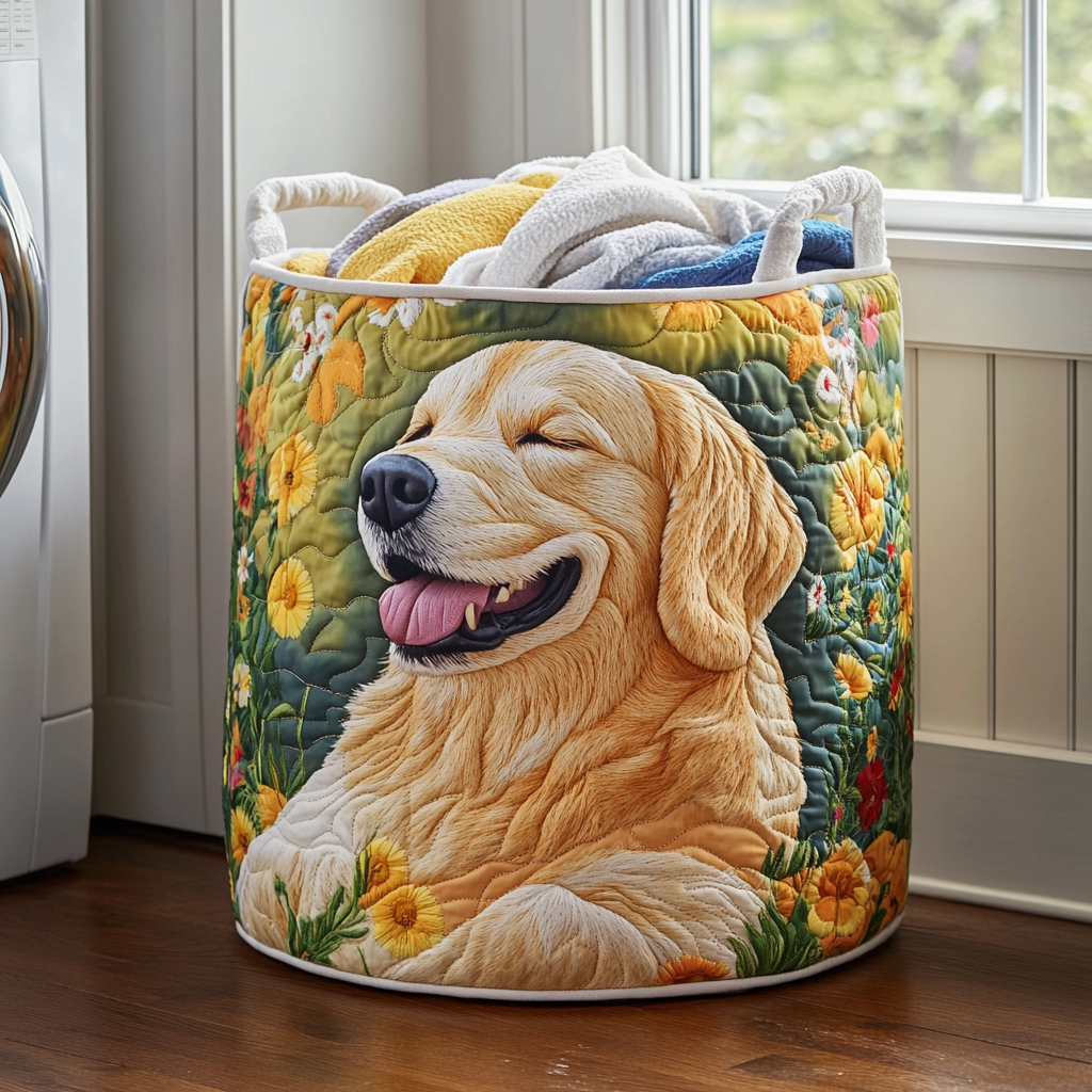 Golden Retriever Blüten Wäschekorb