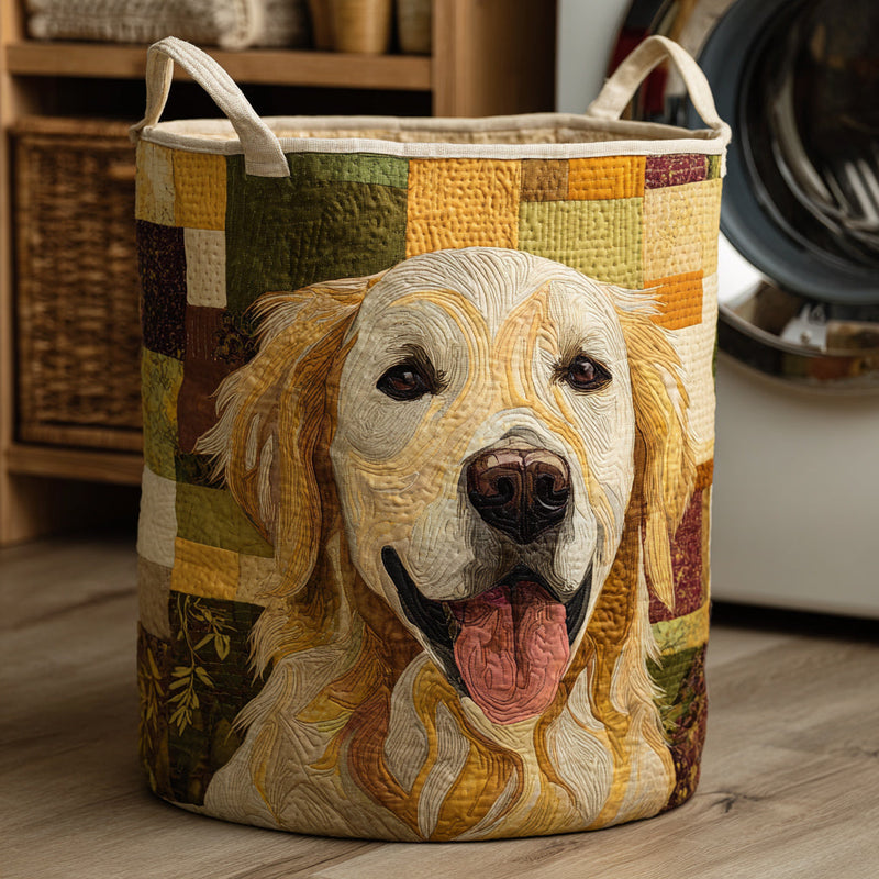Glücklicher Golden Retriever Wäschekorb