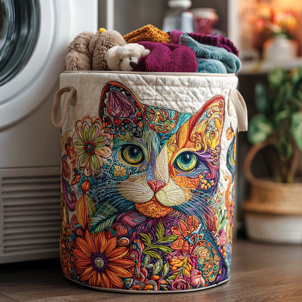 Glückliches Miau Wäschekorb