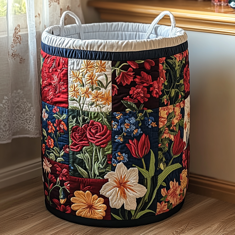 Wäschekorb mit Blumenmotiv