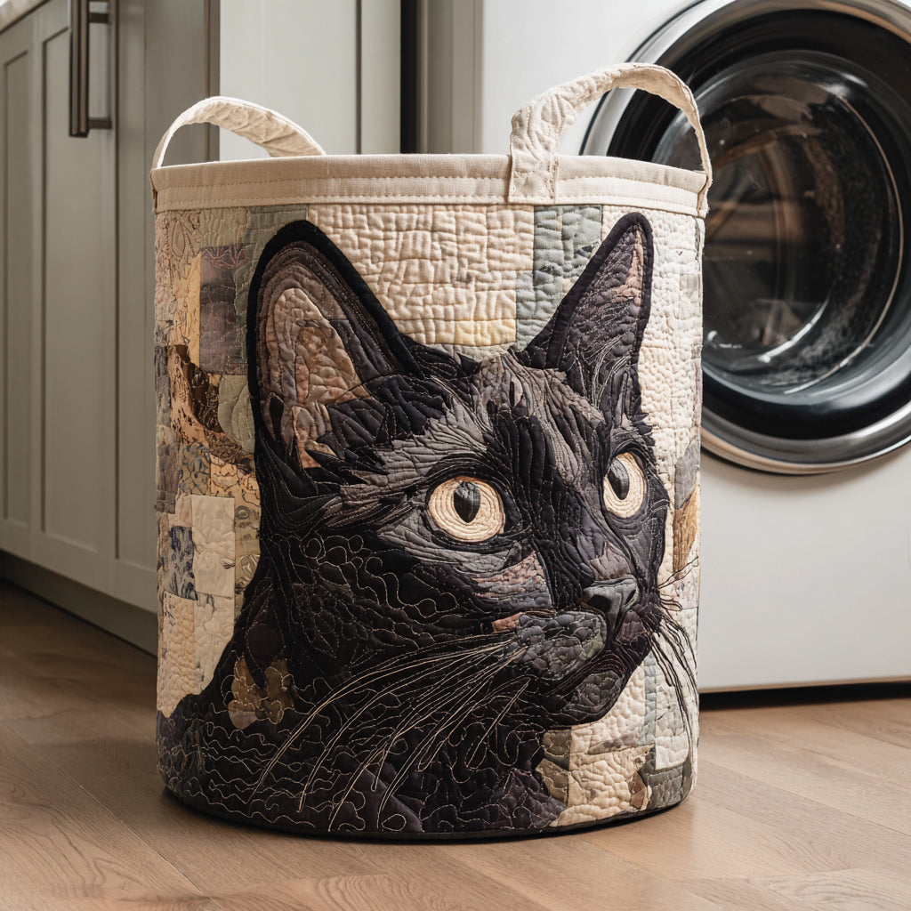 Rustikale Schwarze Katze Wäschekorb