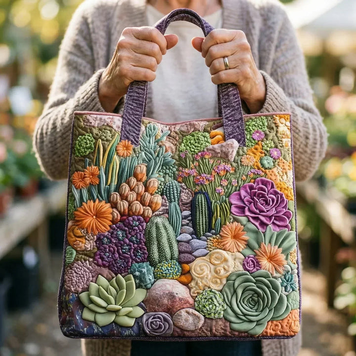 Bestickte Vintage-Tasche „Sukkulenten und Kakteen“ — Botanisch