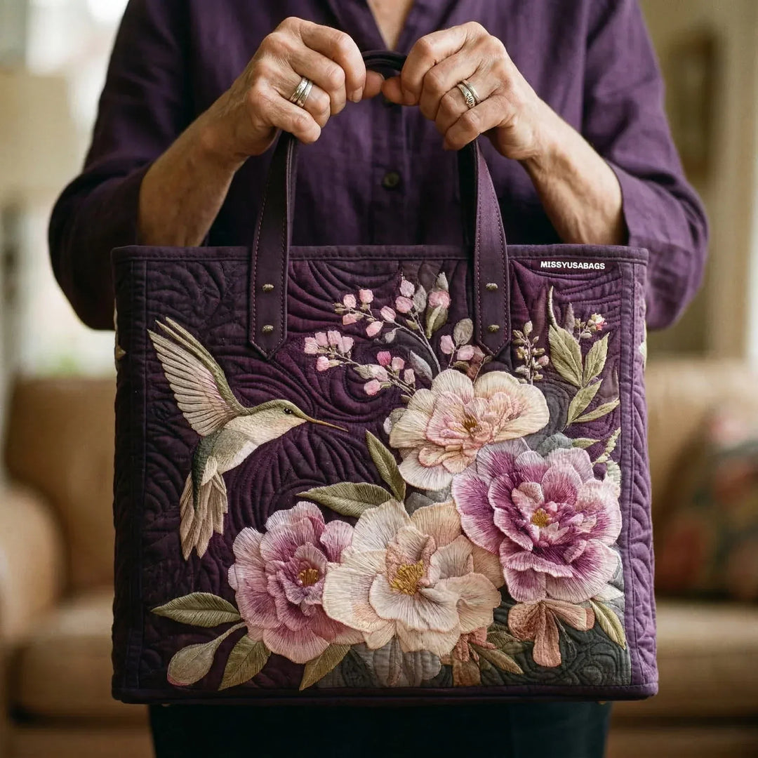 Gepolsterte Artisan-Tasche - Kolibris und Orchideen