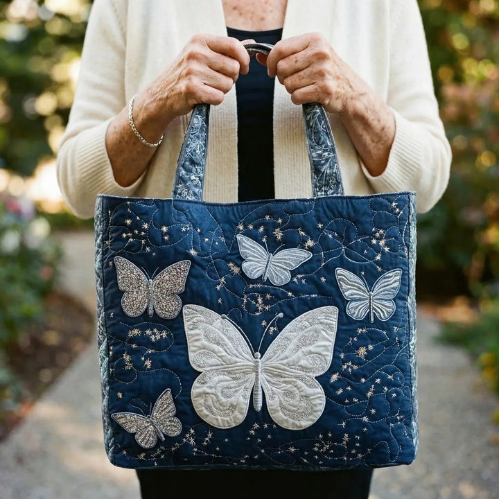 Handgefertigte Tasche - Silberner Schmetterling