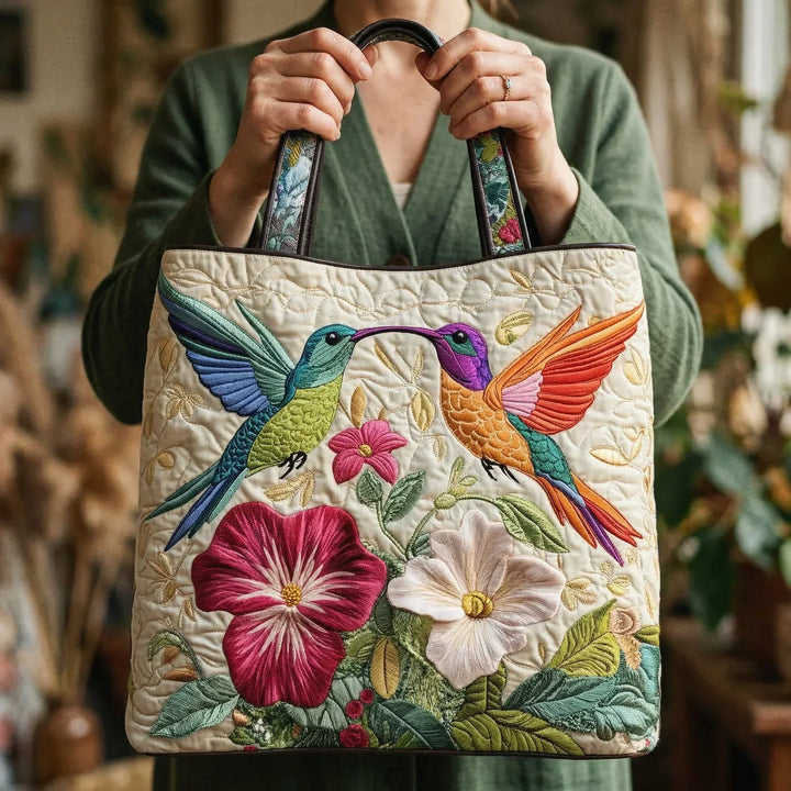 Gepolsterte Tasche - Kolibri und Weiße Blumen