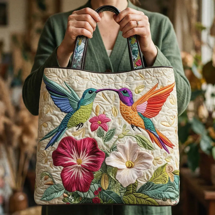 Bestickte Vintage-Tasche „Kolibris und Hibiskus" — Exotisch