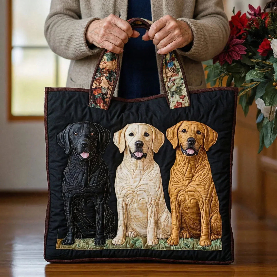 Vintage-Tasche „Drei Labradore" — Hundefamilie